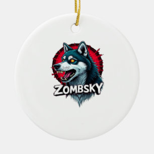 Siberian Husky Sibe Zombie Dog Halloween Essential Ceramic Tree Decoration