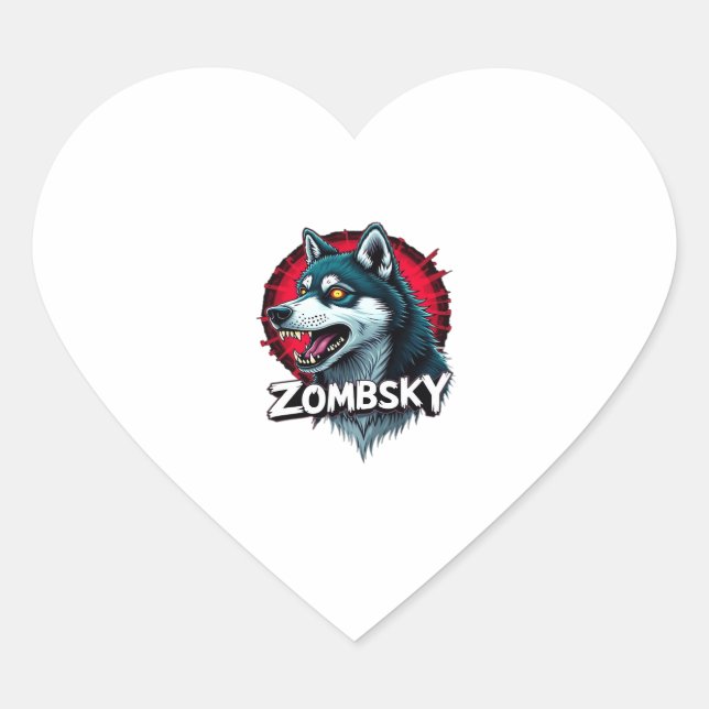 Siberian Husky Sibe Zombie Dog Halloween Essential Heart Sticker (Front)