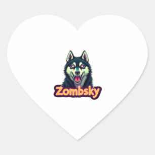 Siberian Husky Sibe Zombie Dog Halloween Essential Heart Sticker