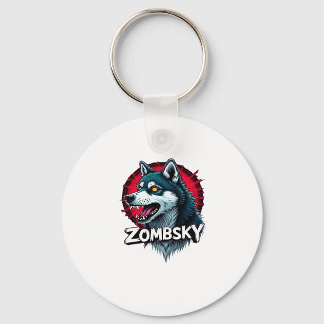 Siberian Husky Sibe Zombie Dog Halloween Essential Key Ring (Front)
