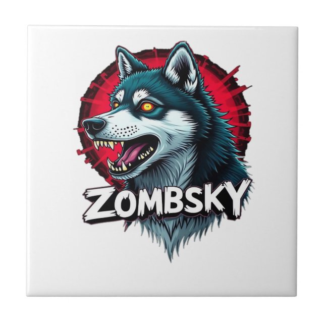Siberian Husky Sibe Zombie Dog Halloween Essential Tile (Front)