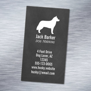 Siberian Husky Silhouette Chalkboard Style Magnetic Business Card