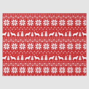 Siberian Husky Silhouettes Christmas Pattern Tissue Paper