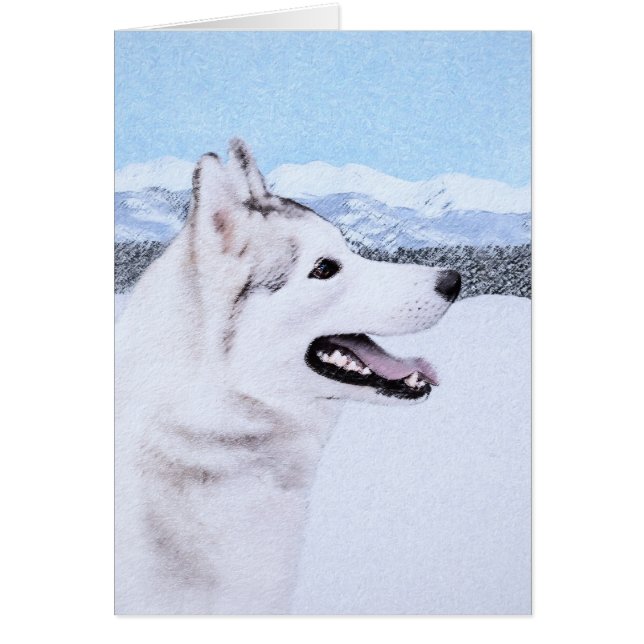Siberian Husky (Silver and White) Painting Dog Art (Front)