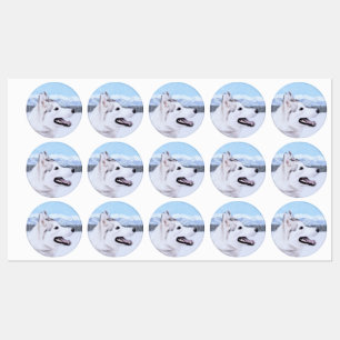 Siberian Husky (Silver and White) Painting Dog Art