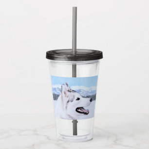 Siberian Husky (Silver and White) Painting Dog Art Acrylic Tumbler