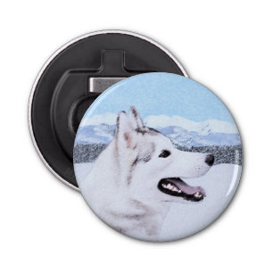 Siberian Husky (Silver and White) Painting Dog Art Bottle Opener