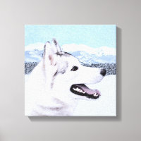 Siberian Husky (Silver and White) Painting Dog Art