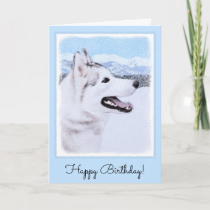 Siberian Husky (Silver and White) Painting Dog Art Card