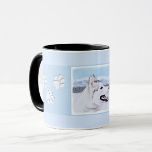Siberian Husky (Silver and White) Painting Dog Art Mug