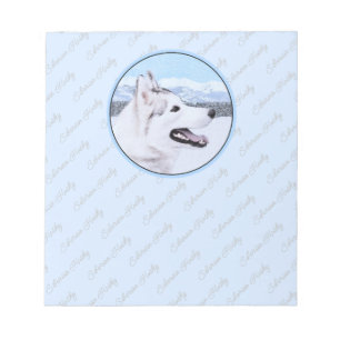 Siberian Husky (Silver and White) Painting Dog Art Notepad
