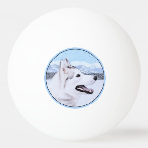 Siberian Husky (Silver and White) Painting Dog Art Ping Pong Ball