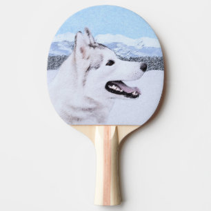 Siberian Husky (Silver and White) Painting Dog Art Ping Pong Paddle