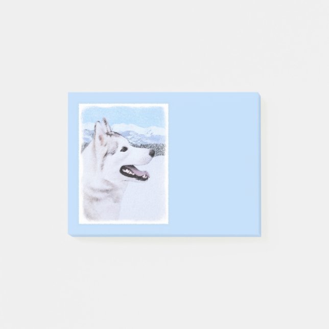 Siberian Husky (Silver and White) Painting Dog Art Post-it Notes (Front)