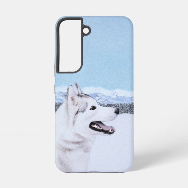 Siberian Husky (Silver and White) Painting Dog Art Samsung Galaxy S22 Case (Back)