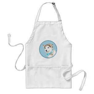 Siberian Husky (Silver and White) Painting Dog Art Standard Apron