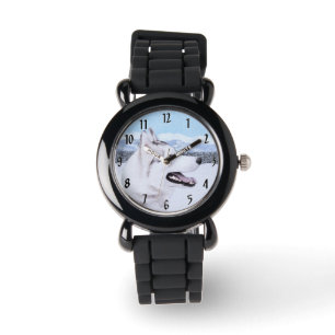 Siberian Husky (Silver and White) Painting Dog Art Watch