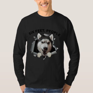 Siberian Husky Six Feet People Face Mask T-Shirt