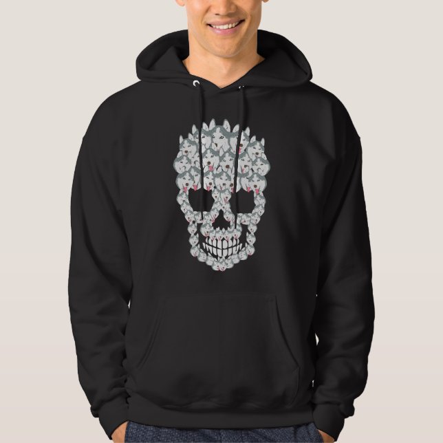 Siberian Husky Skull Dog  Skeleton Halloween  Esse Hoodie (Front)