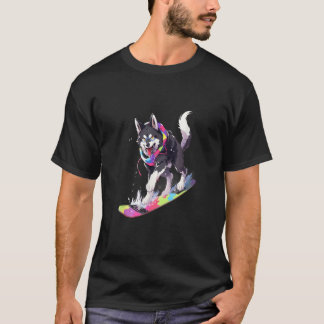 Siberian Husky Snowboard Snowboarder Dog Snowboard T-Shirt