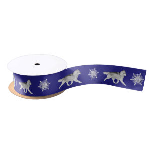 Siberian Husky Snowflake Ribbon Satin Ribbon