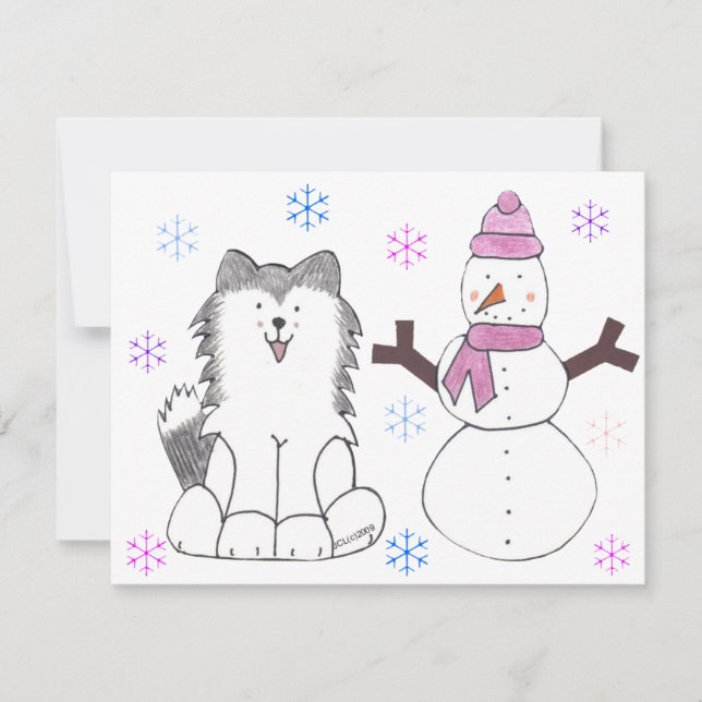 Siberian Husky & Snowman (Front)