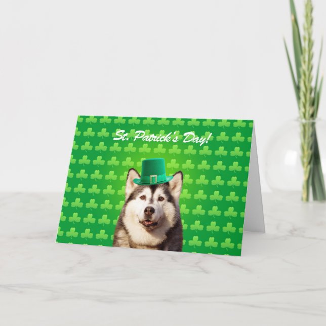 Siberian Husky St Patricks Day Clove Greeting Card (Front)