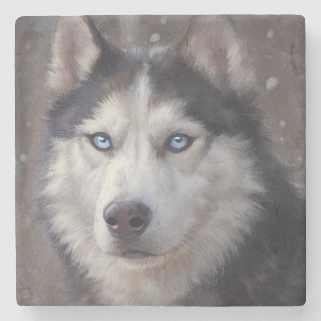 Siberian Husky Stone Coaster (Front)
