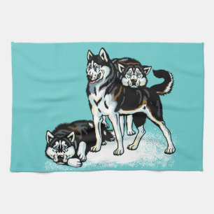 siberian husky tea towel