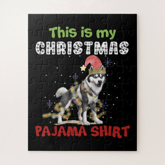 Siberian Husky This Is My Christmas Pajama Xmas Jigsaw Puzzle (Vertical)