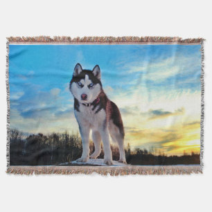 Siberian Husky Throw Blanket