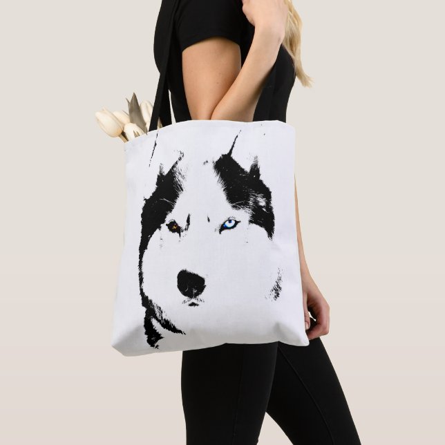 Siberian Husky Tote Bag Husky Malamute Beach Bags (Close Up)
