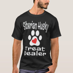 Siberian Husky Treat Dealer Paw Print Heart Dog Lo T-Shirt