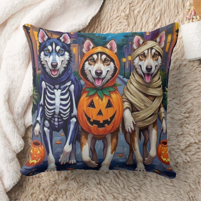 Siberian Husky Trick-or-Treating Halloween Costume Cushion (Blanket)