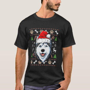 Siberian Husky Ugly Christmas Dog Santa Hat Xmas B T-Shirt