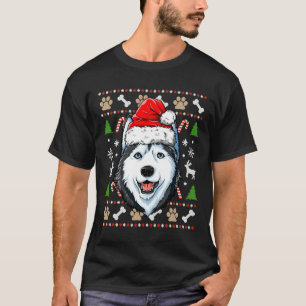 Siberian Husky Ugly Christmas Dog Santa Hat Xmas B T-Shirt