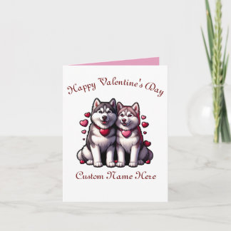 Siberian Husky Valentine couple Card