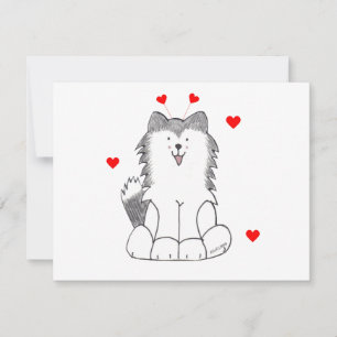 Siberian Husky Valentine Ears Holiday Card
