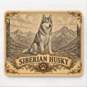 Siberian Husky, Vintage Heritage Dog Mouse Mat