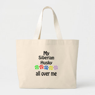 Siberian Husky Walks Design Large Tote Bag
