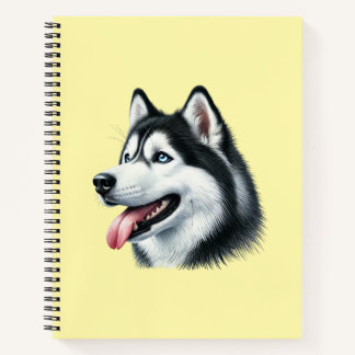 Siberian Husky Watercolor Portrait  Notebook