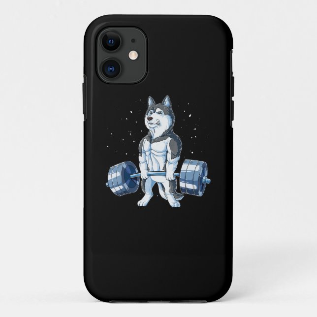 Siberian Husky Weightlifting Funny Deadlift Men Case-Mate iPhone Case (Back)
