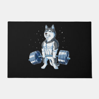 Siberian Husky Weightlifting Funny Deadlift Men Doormat