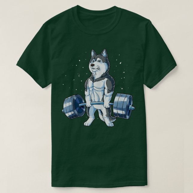 Siberian Husky Weightlifting Funny Deadlift Men Fi T-Shirt (Design Front)