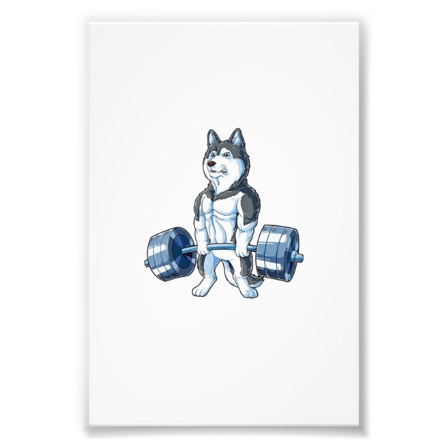 Siberian Husky Weightlifting Funny Deadlift Men Photo Print (Front)