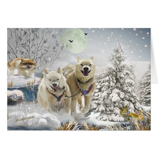Siberian Husky Winter Scene Card