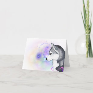 Siberian Husky Winter Snow Flurry Note Card