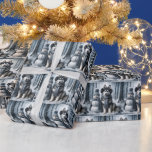 Siberian Husky With Snowman Wrapping Paper<br><div class="desc">A fluffy Siberian Husky wearing a scarf and earmuffs sits beside a cheerful snowman adorned with a hat and scarf</div>