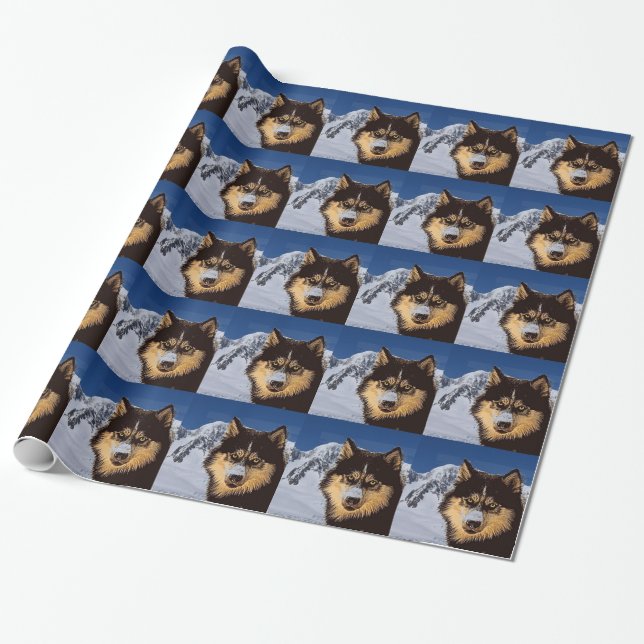 Siberian Husky Wrapping Paper (Unrolled)