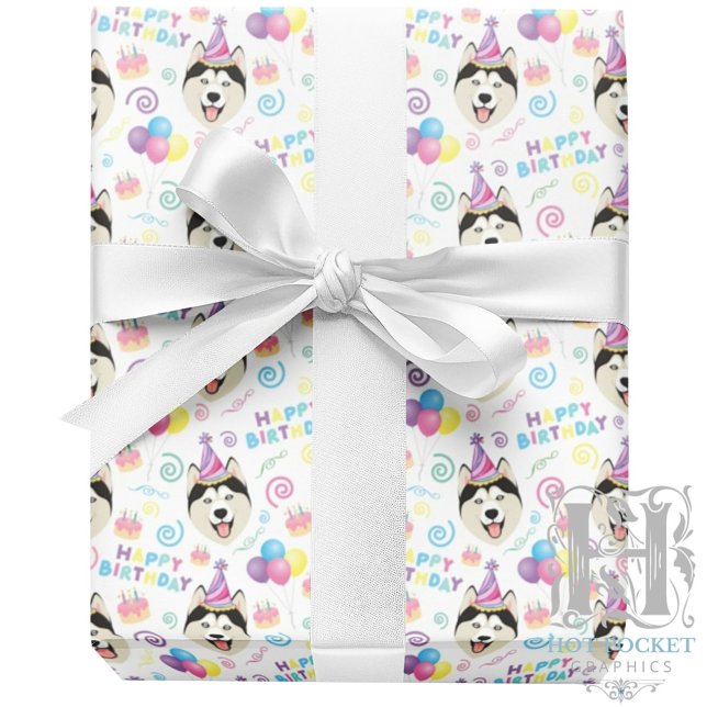 Siberian Husky Wrapping Paper in White (Creator Uploaded)